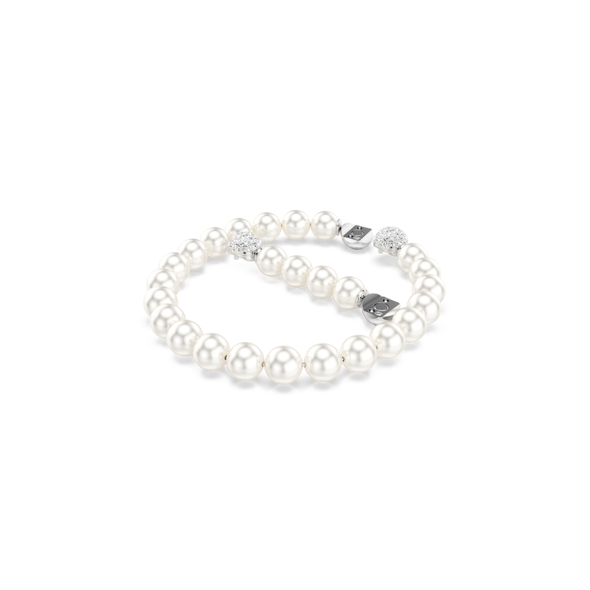 swarovski matrix bracelet  crystal pearl  white  rhodium plated
