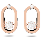 swarovski sparkling dance stud earrings round cut oval shape white rose gold tone plated