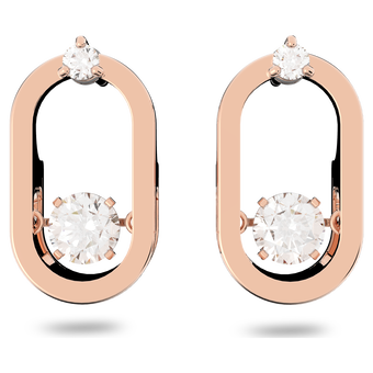 swarovski sparkling dance stud earrings round cut oval shape white rose gold tone plated