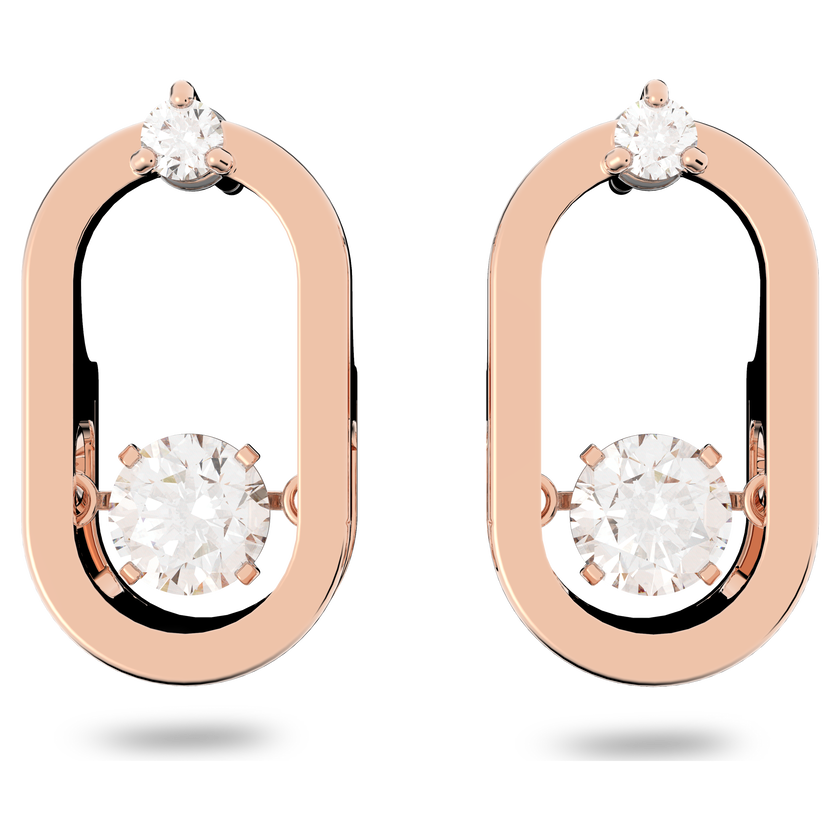 swarovski sparkling dance stud earrings  round cut  oval shape  white  rose gold tone plated