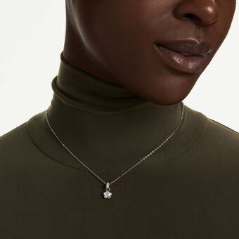 swarovski chroma pendant  mixed cuts  star  white  rhodium plated