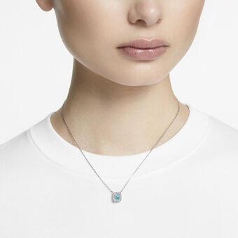 swarovski millenia necklace  octagon cut  blue  rhodium plated