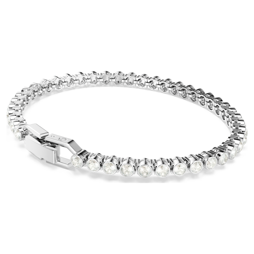 swarovski imber emily tennis bracelet  round cut  grey  rhodium plated