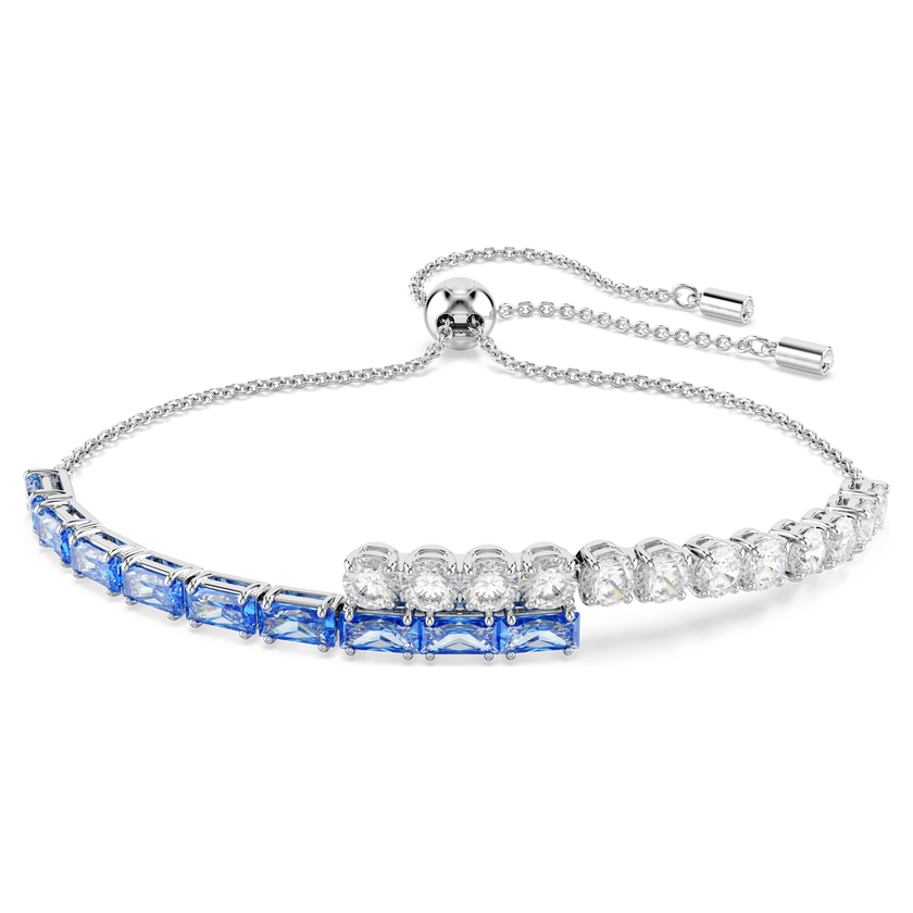 swarovski matrix bracelet  mixed cuts  blue  rhodium plated