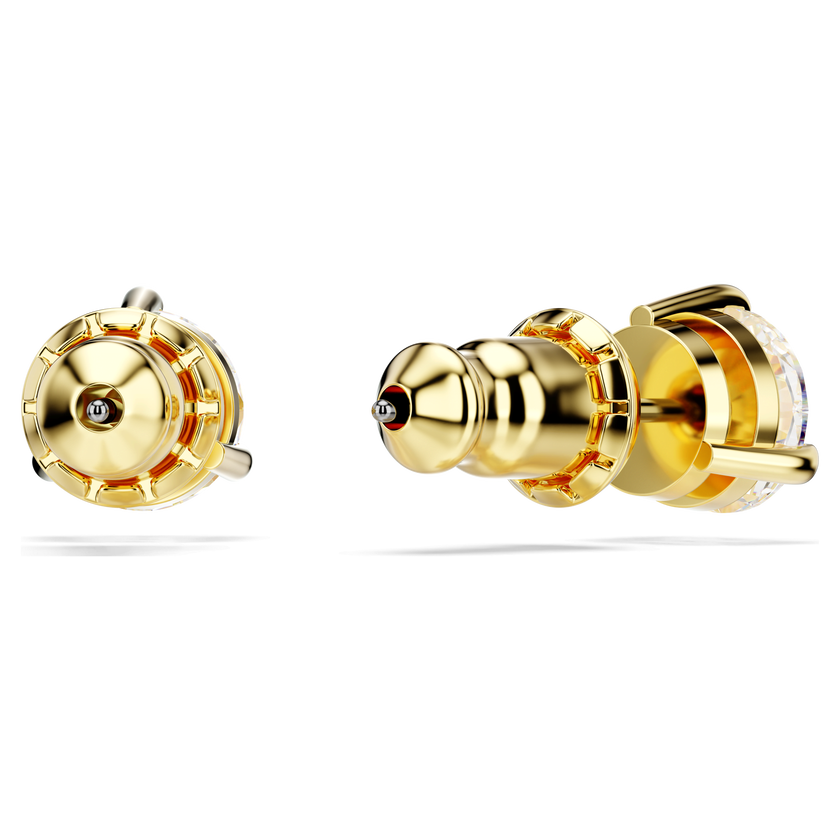 swarovski solitaire stud earrings  round cut  white  gold tone plated