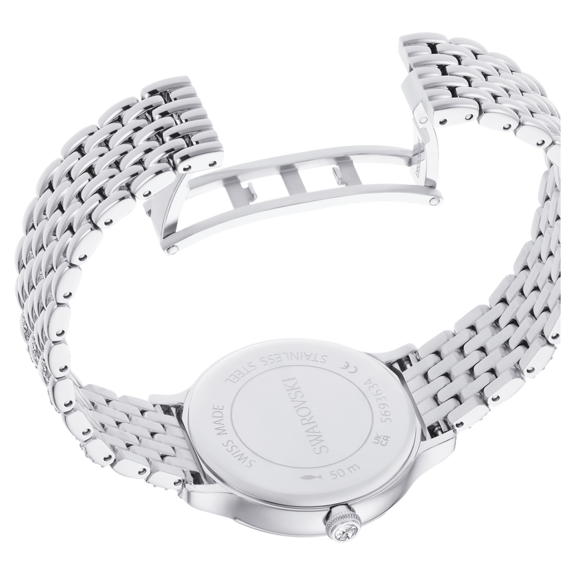 swarovski imber watch  swiss made  metal bracelet  silver tone  stainless steel