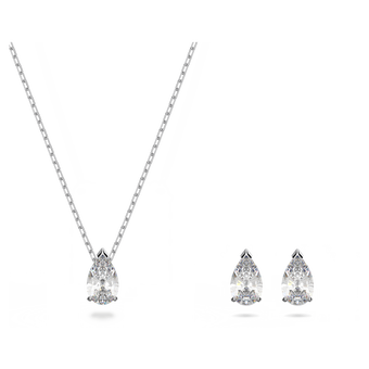 swarovski attract set pear cut white rhodium plated