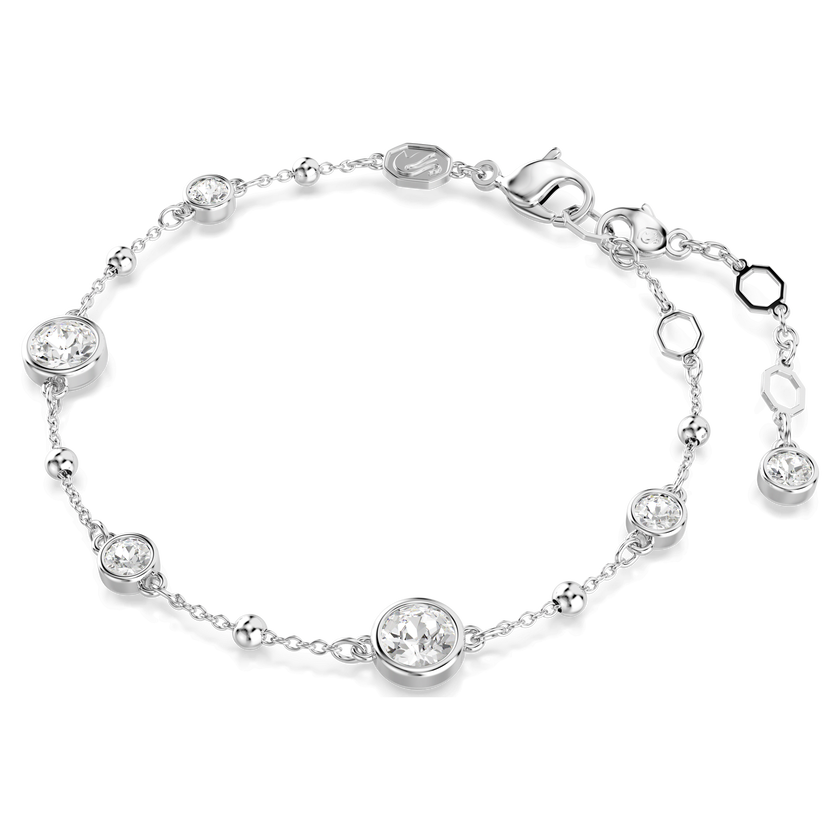 swarovski imber bracelet  round cut  white  rhodium plated