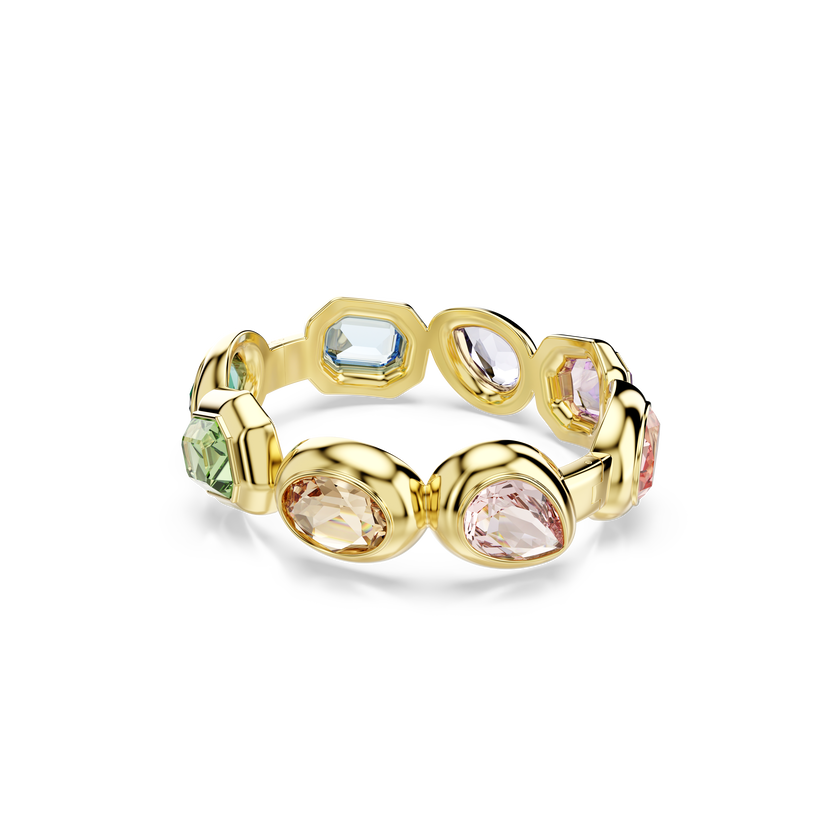 swarovski gema cuff  oversized crystals  mixed cuts  multicolored  gold tone plated