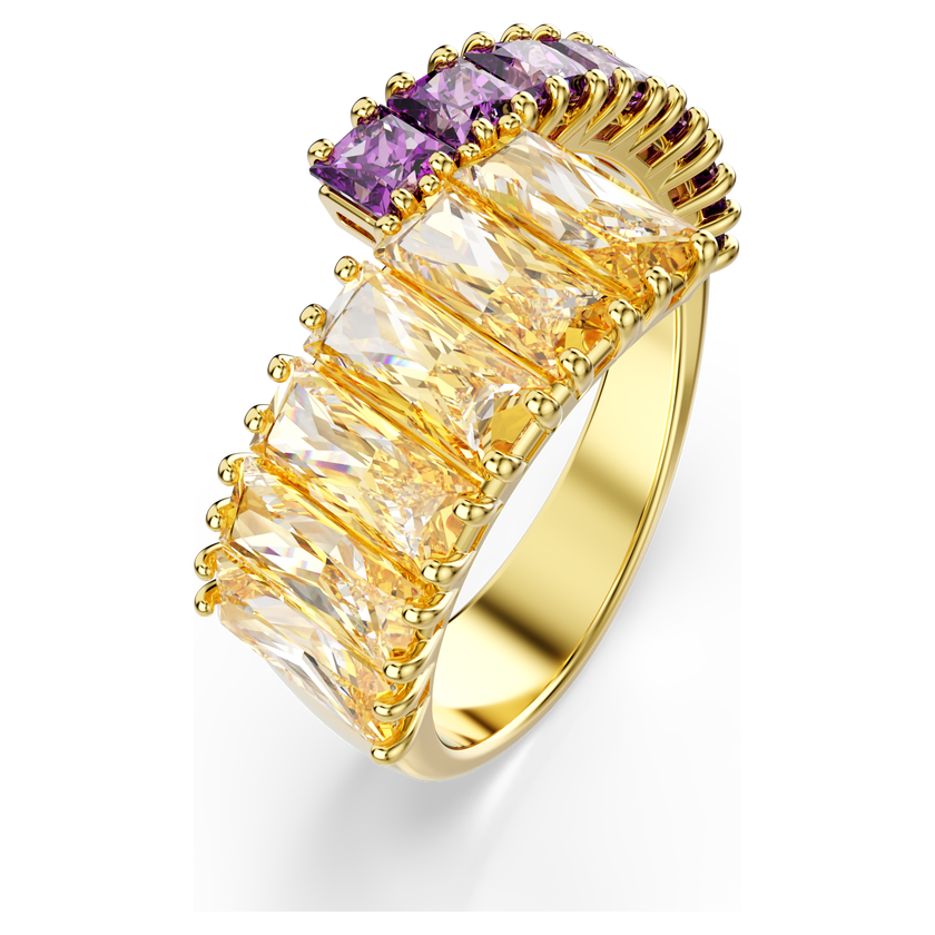 swarovski matrix ring  mixed cuts  multicolored  gold tone plated