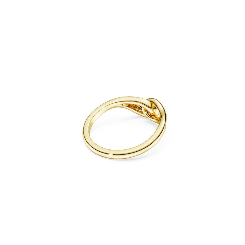 swarovski classica ring  round cut  interlocking  white  sterling silver  18k gold finish