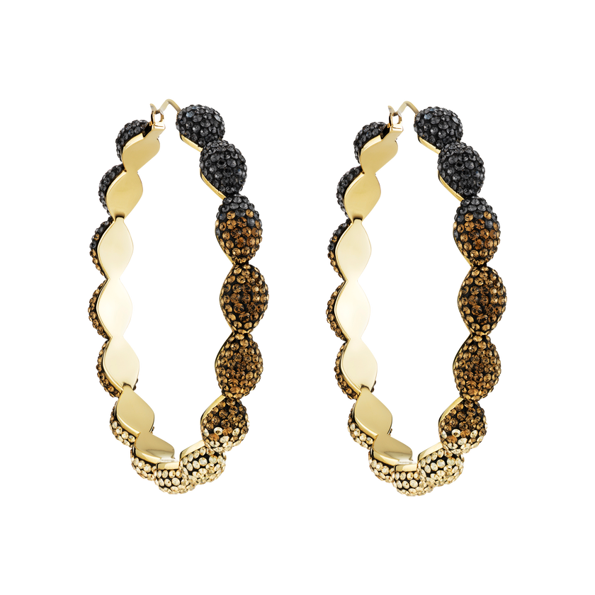 Moselle Hoop Pierced Earrings, Brown, Gold-tone plated