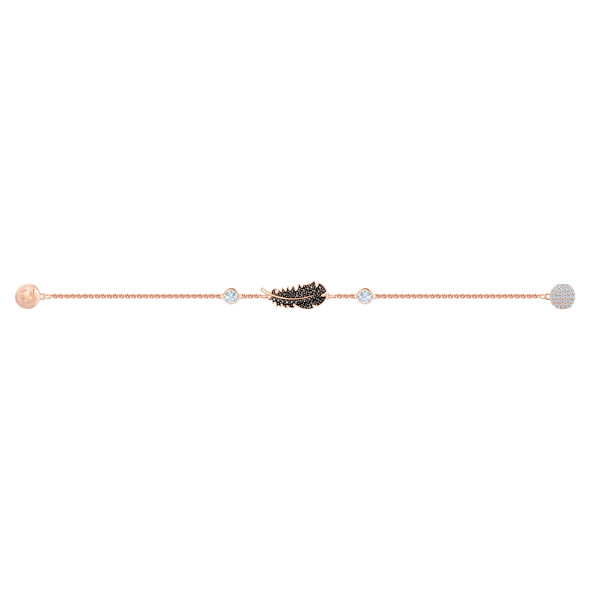 swarovski remix collection feather strand  black  rose gold tone plated