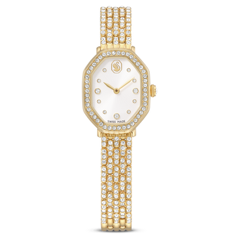 swarovski dextera octagon watch  swiss made  metal bracelet  gold tone  gold tone finish