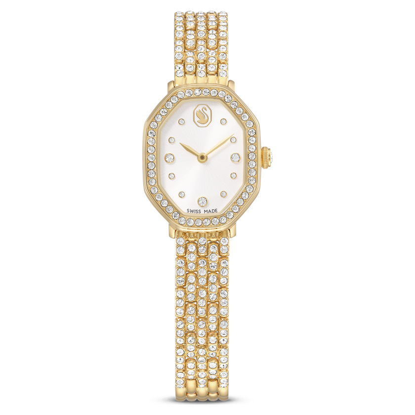 swarovski dextera octagon watch  swiss made  metal bracelet  gold tone  gold tone finish