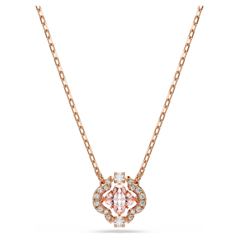 swarovski una necklace clover pink rose gold tone plated