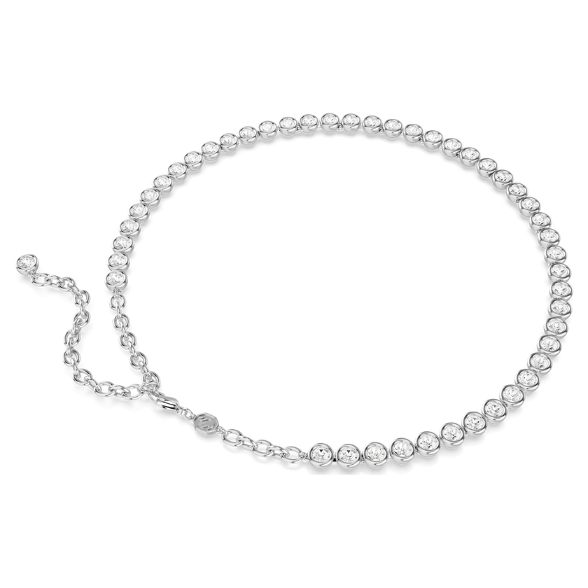 swarovski imber tennis necklace  round cut  white  rhodium plated