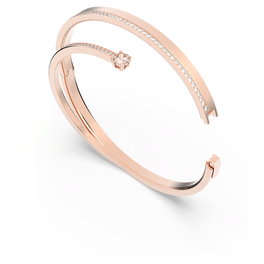 swarovski fresh bangle  round cut  white  18k rose gold finish
