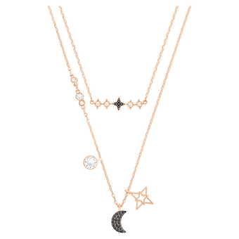 swarovski glowing necklace set moon multi coloured mixed plated