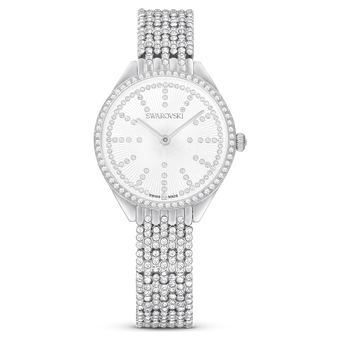 swarovski attract watch swiss made full pav crystal bracelet silver tone stainless steel