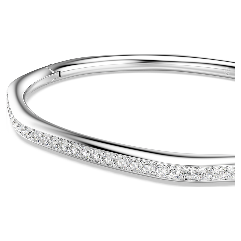 swarovski dextera bangle  octagon shape  round cut  white  rhodium plated