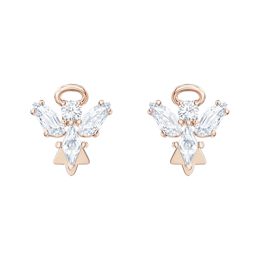Magic Angel Stud Pierced Earrings, White, Rose-gold tone plated