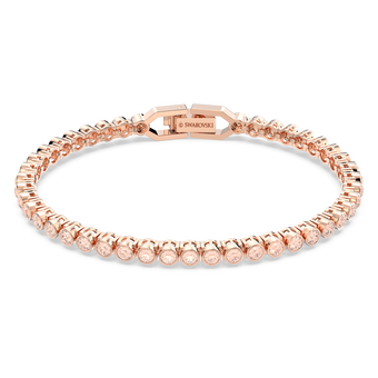 swarovski emily bracelet  round cut  pink  rose gold tone plated
