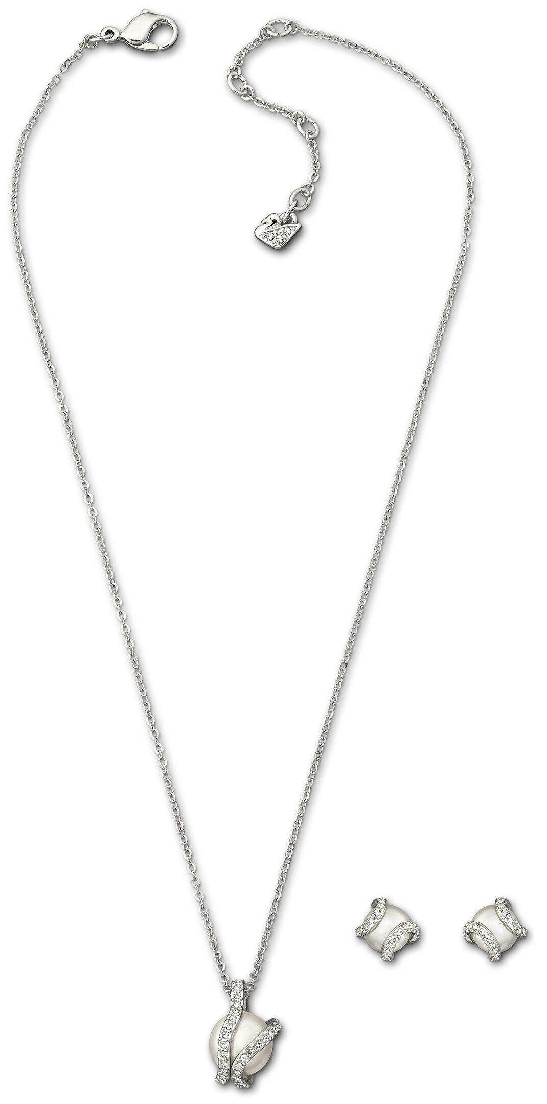 swarovski nude set  white  rhodium plated