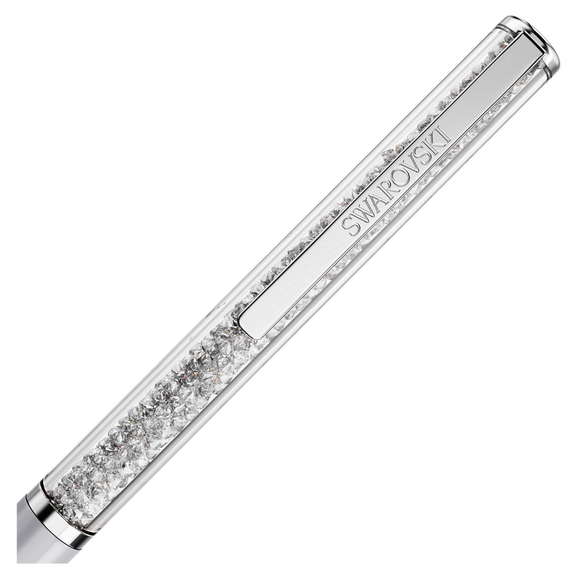 swarovski crystalline silk ballpoint pen  white  white lacquered  chrome plated