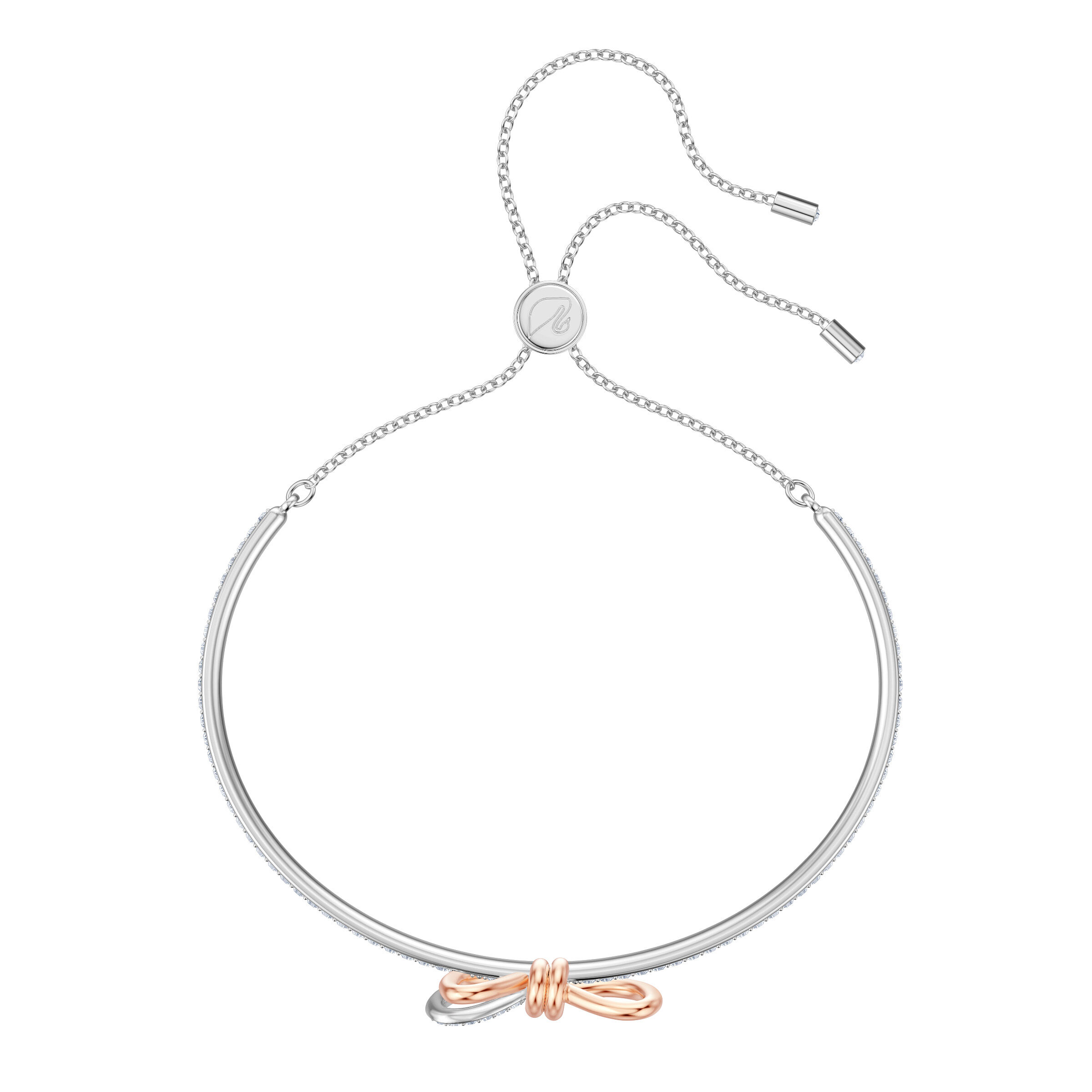 swarovski lifelong bow bangle  bow  white  mixed metal finish