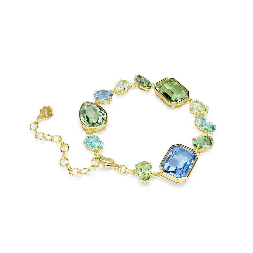 swarovski gema bracelet  mixed cuts  multicolored  gold tone plated