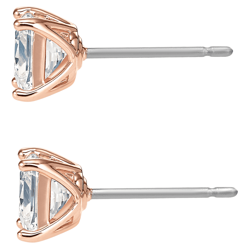 swarovski attract stud earrings  square cut  small  white  rose gold tone plated