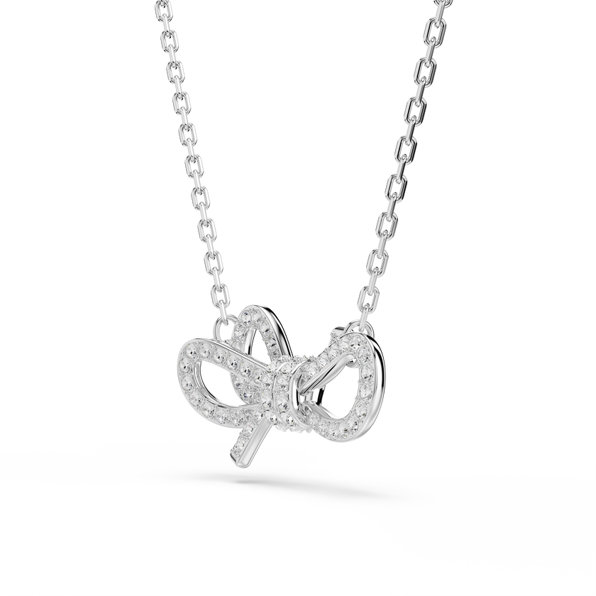 swarovski lifelong pendant  pav   bow  white  rhodium plated