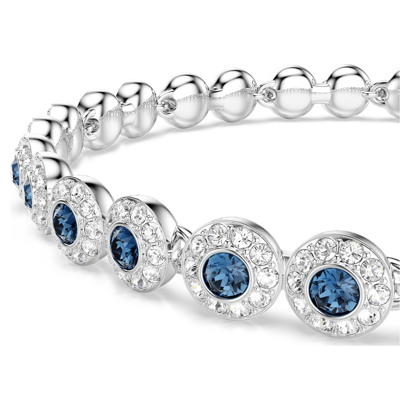 swarovski una angelic tennis bracelet  round cut  blue  rhodium plated