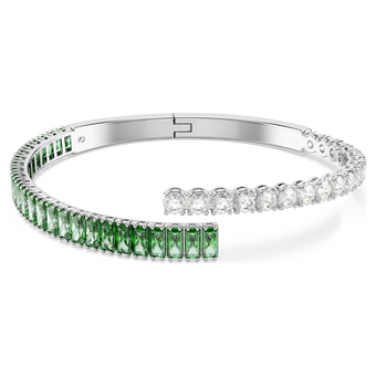 swarovski matrix bangle  mixed cuts  green  rhodium plated