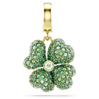 swarovski idyllia charm  clover  green  gold tone plated