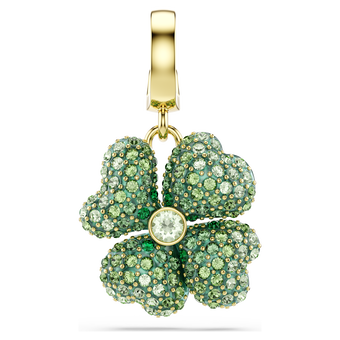 swarovski idyllia charm  clover  green  gold tone plated