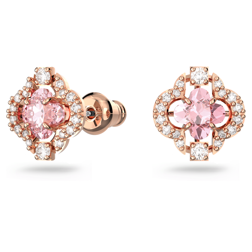 swarovski una set  mixed cuts  clover  pink  rose gold tone plated