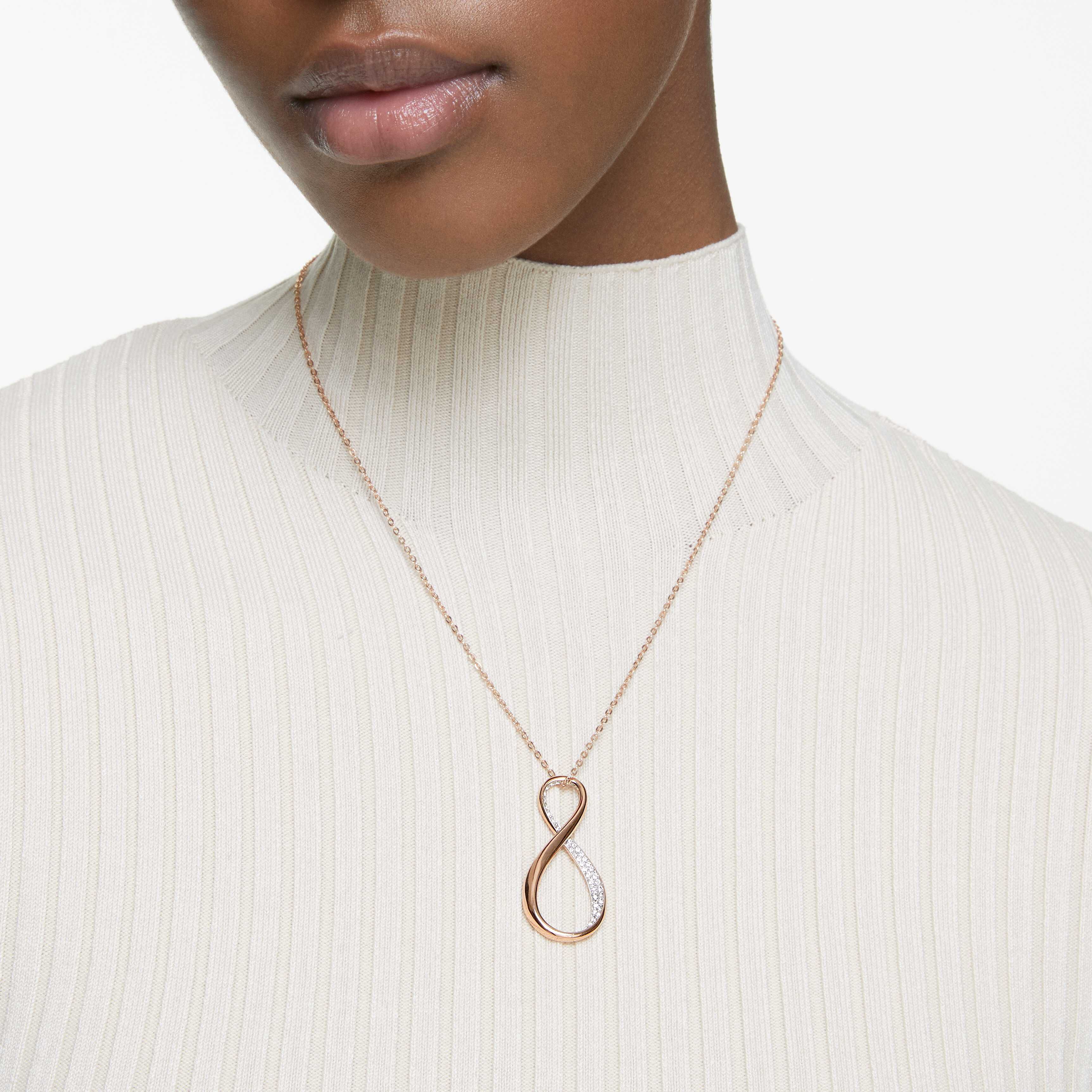 swarovski exist pendant  infinity  white  rose gold tone plated