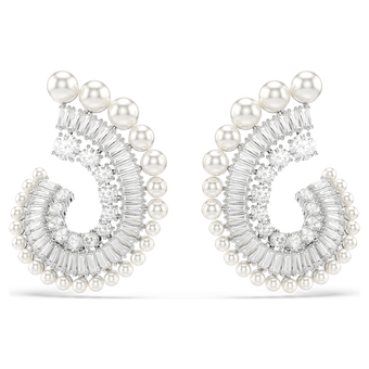 ariana grande x swarovski drop earrings crystal pearl mixed cuts white rhodium plated