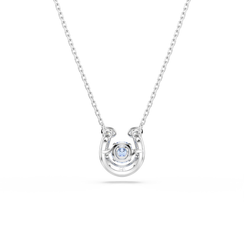swarovski symbolica pendant  round cut  pav   horse shoe  blue  rhodium plated