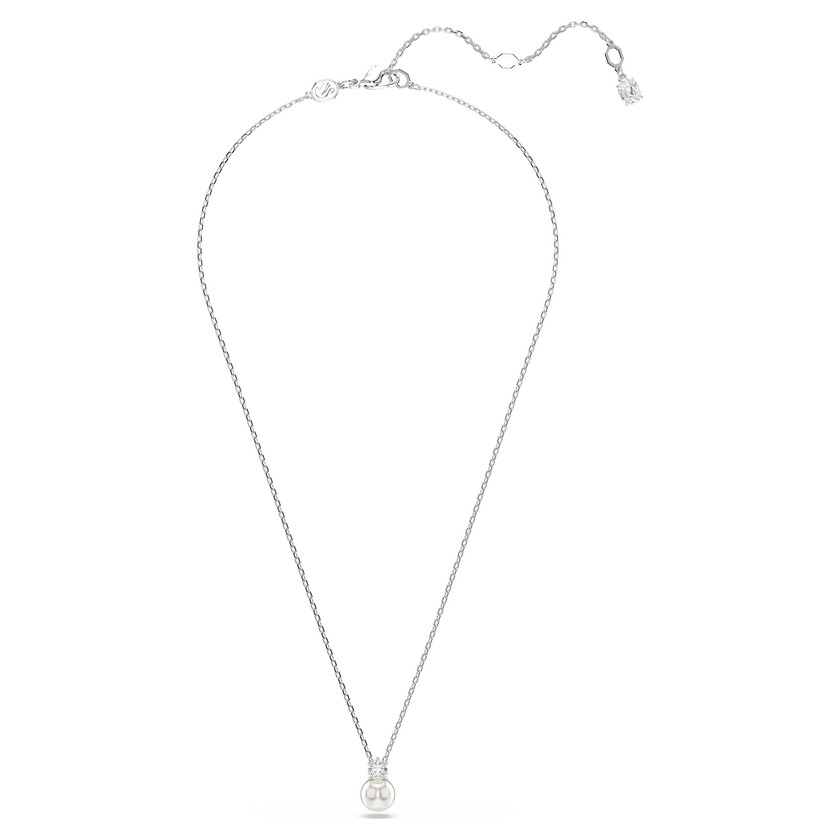 swarovski matrix pendant  crystal pearl  round cut  white  rhodium plated