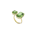 Millenia cocktail ring, Octagon cut crystals, Green, Gold-tone plated