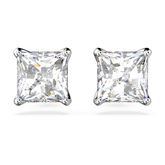 swarovski stilla attract stud earrings  square cut  white  rhodium plated