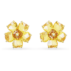 swarovski florere stud earrings flower yellow gold tone plated