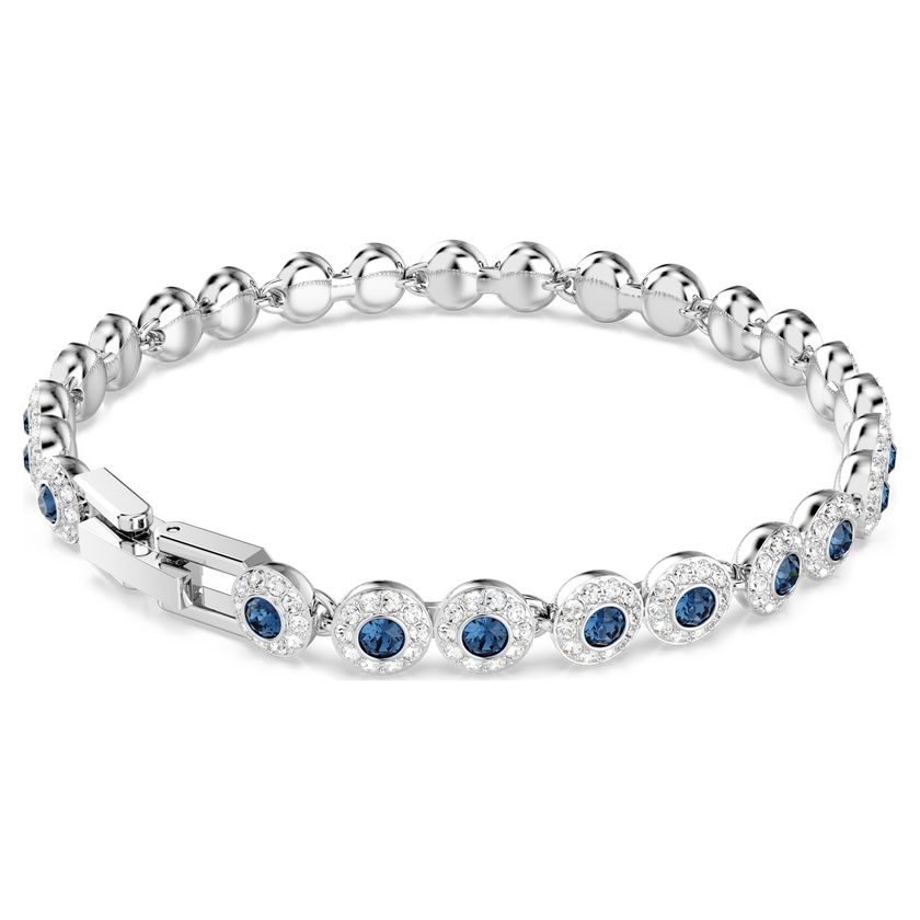 swarovski una angelic tennis bracelet  round cut  blue  rhodium plated