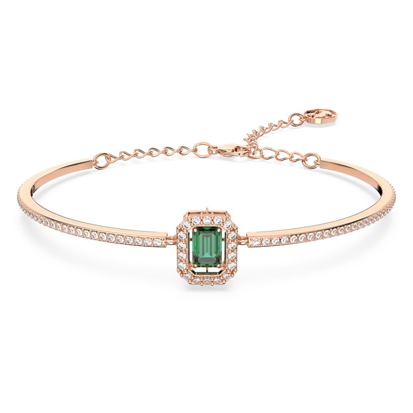 Millenia bangle, Octagon cut, Green, Rose gold-tone plated
