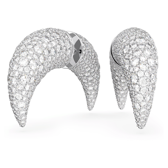 swarovski luna stud earrings  moon  white  rhodium plated