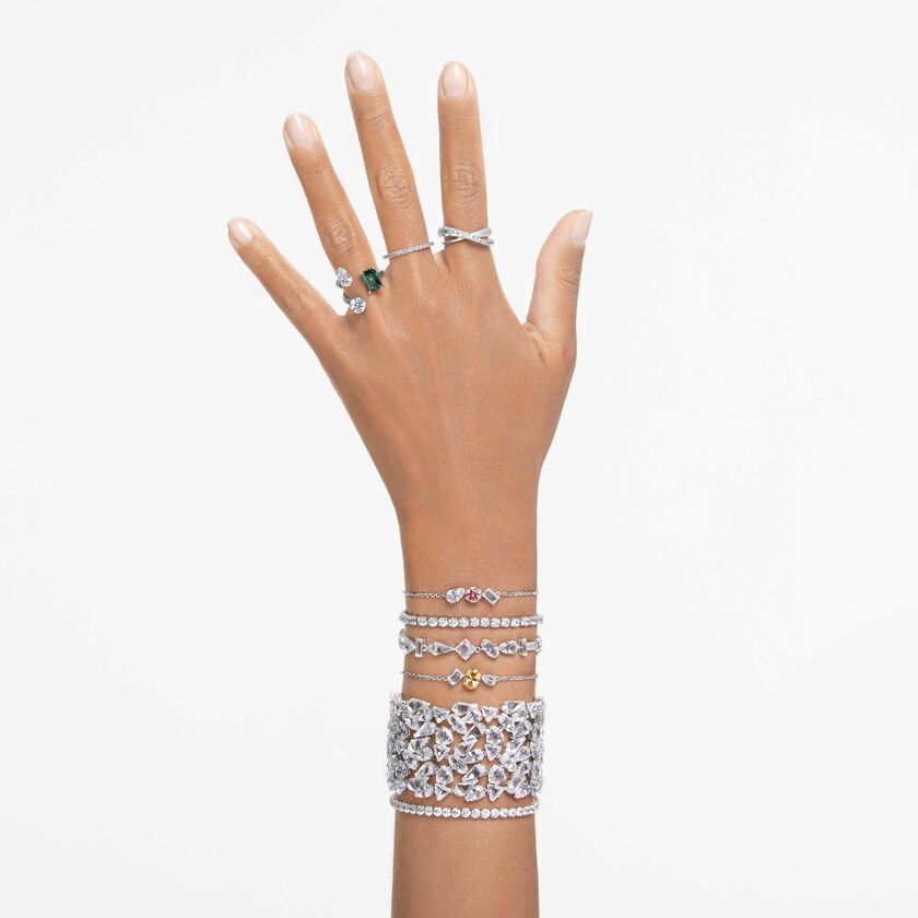 swarovski matrix vittore ring  round cut  white  silver tone finish