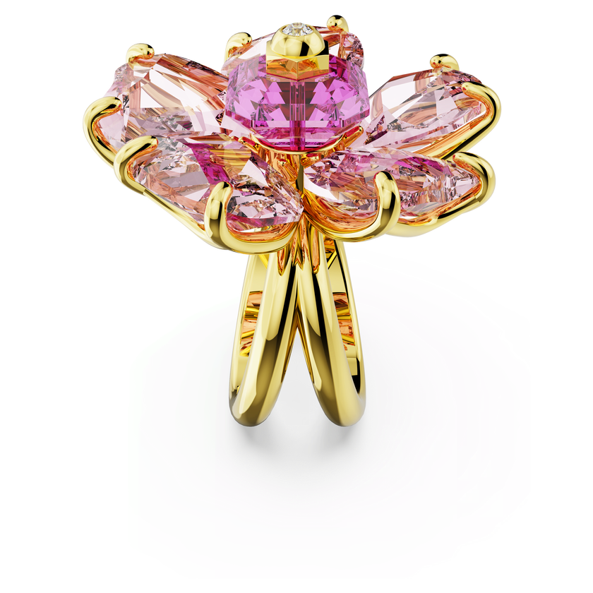 swarovski idyllia cocktail ring  flower  pink  gold tone plated